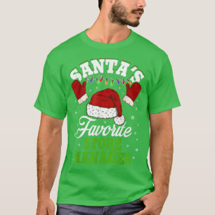 Santa's Favourite Store Manager Funny Xmas Lights T-Shirt