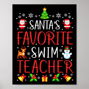 Santa's Favourite Swim Teacher Xmas Matching Poster