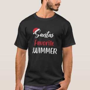Santa's Favourite Swimmer Christmas Swimming T-Shirt