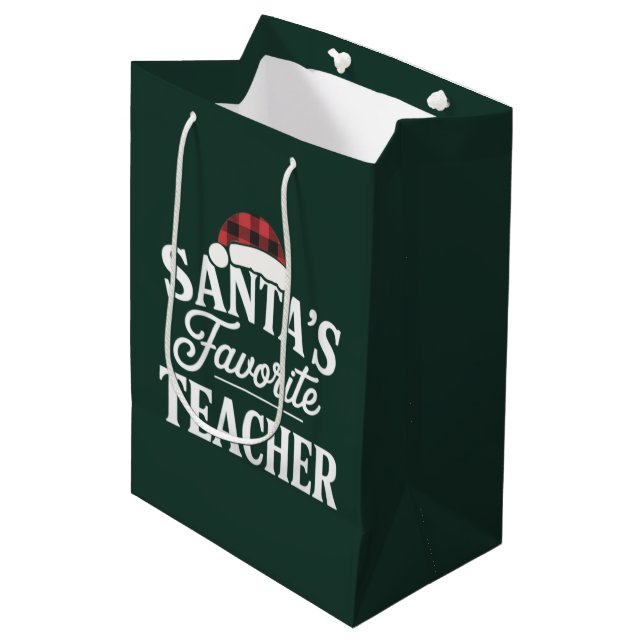 Santa's Favourite Teacher Christmas Teach Students Medium Gift Bag (Front Angled)