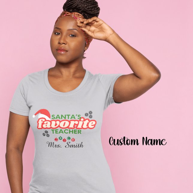 Santa's Favourite Teacher Customisable T-Shirt (Creator Uploaded)