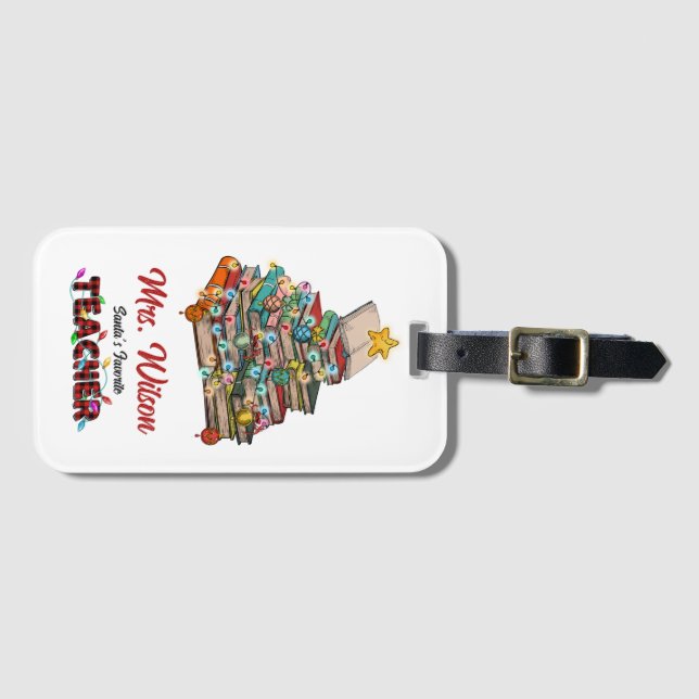 Santa's Favourite Teacher Luggage Tag (Front Horizontal)