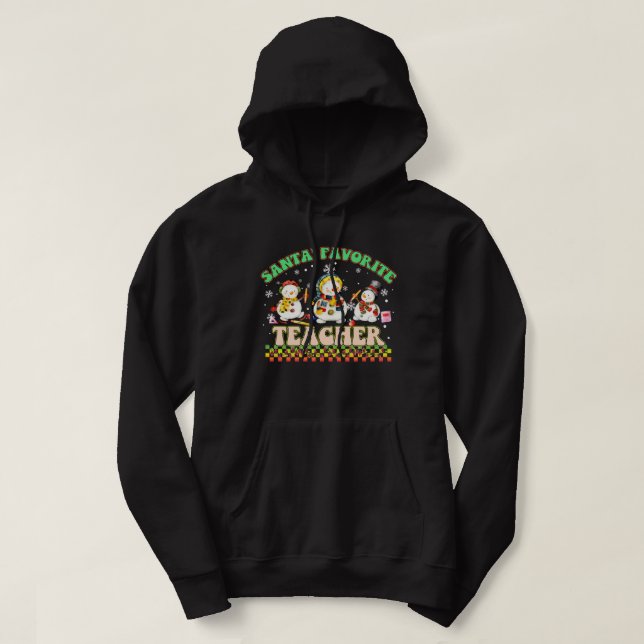 santa's favourite teacher snowman hoodie (Design Front)