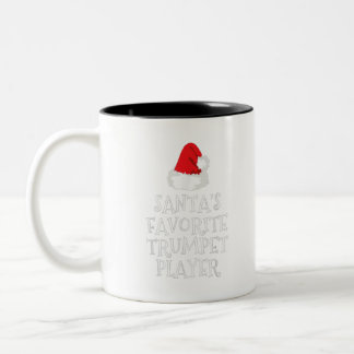 Santa's Favourite Trumpet Player Christmas Gift Fu Two-Tone Coffee Mug