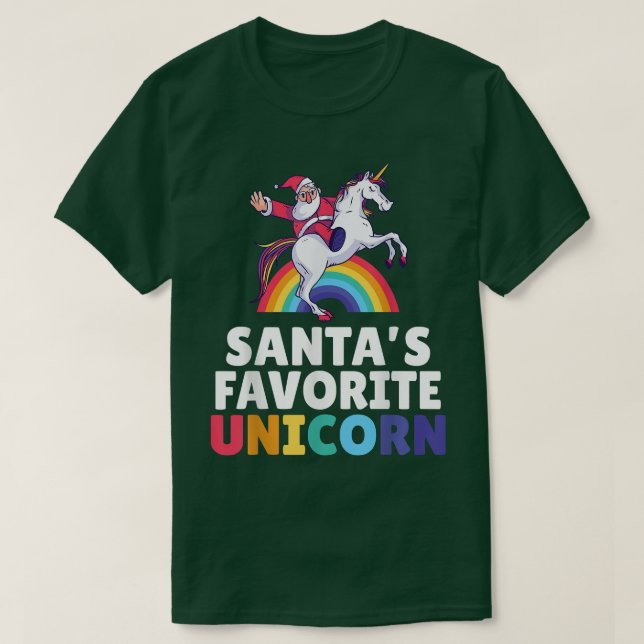 Santas favourite Unicorn Magical Christmas Unicorn T-Shirt (Design Front)