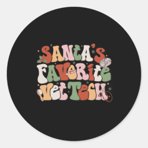 Santa's Favourite Veterinary Technician Christmas Classic Round Sticker