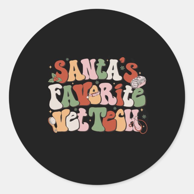 Santa's Favourite Veterinary Technician Christmas  Classic Round Sticker (Front)