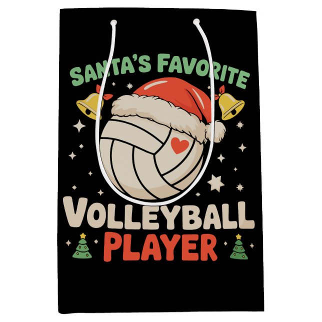 Santa's Favourite Volleyball Player Christmas Xmas Medium Gift Bag (Front)