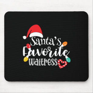 Santa's Favourite Waitress Christmas Lights Santa Mouse Pad