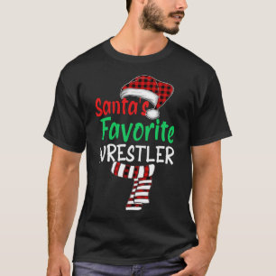 Santa's Favourite Wrestler Christmas Santa Red Pla T-Shirt