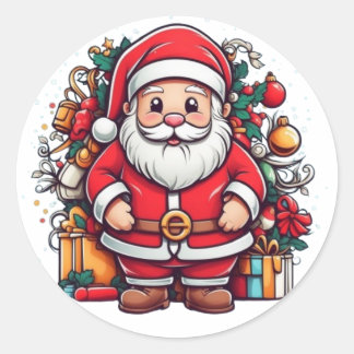 Santa's Festive Round Sticker
