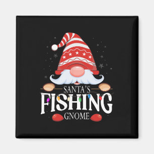 Santa's Fishing Gnome Matching Christmas Pajama  Magnet