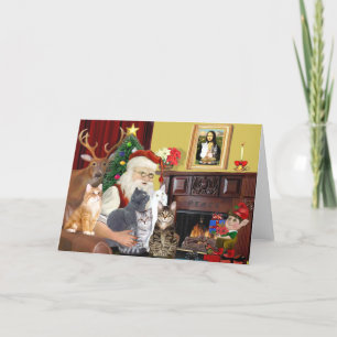 Santa's Five Cats Holiday Card