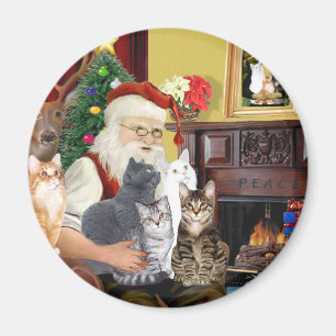 Santa's Five Cats Magnet