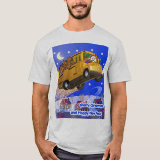 Santa's Flying School Bus T-Shirt