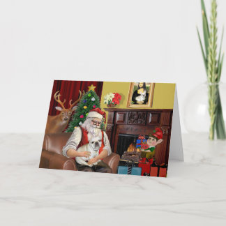 Santa's French Bulldog (fawn) Holiday Card