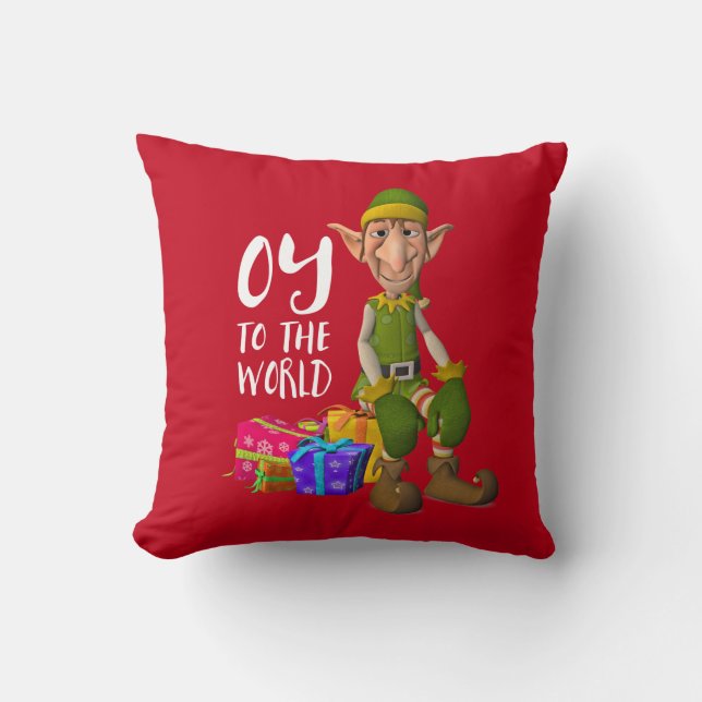 Santa's Funny Elf Christmas Cushion (Front)
