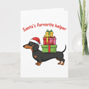 Santas Furvorate Helper Dachshund Holiday Card
