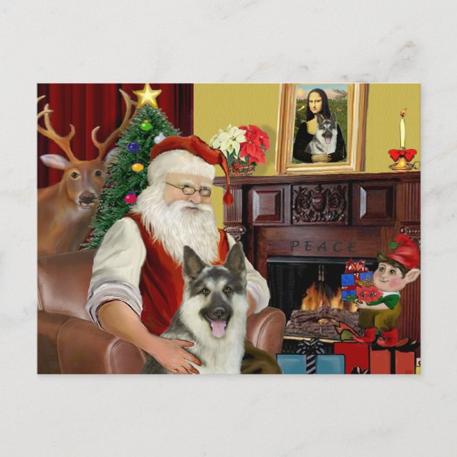 Santa's German Shepherd #9 Holiday Postcard (Front)