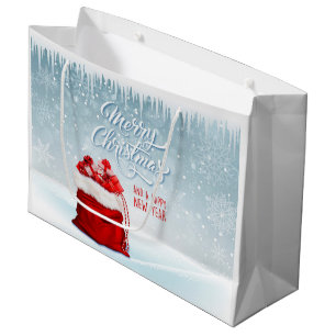 Santas Gift Bag, Icicles and Snowflakes Large Gif Bag