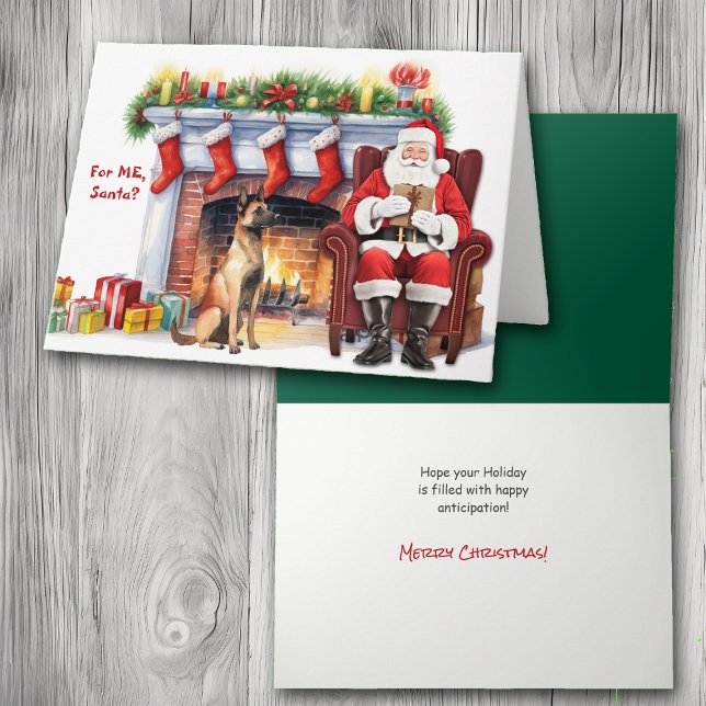 Santa's Gift Belgian Malinois Dog Holiday Card (Creator Uploaded)