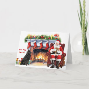 Santa's Gift Belgian Sheepdog Christmas Holiday Card