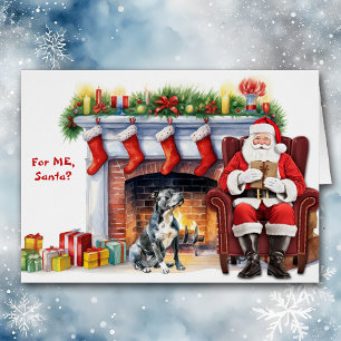 Santa's Gift Black Pitbull Dog Holiday