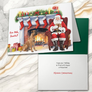 Santa's Gift Boerboel Dog Christmas Holiday Card