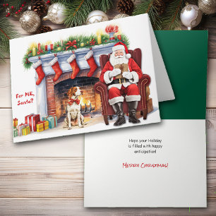 Santa's Gift Brittany Dog Holiday Card