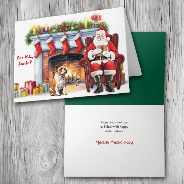 Santa's Gift Bulldog Cute Christmas Holiday Card (Creator Uploaded)