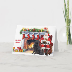 Santa's Gift Newfoundland Dog Christmas Holiday Card