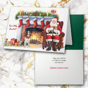 Santa's Gift Springer Spaniel Dog Christmas Holiday Card