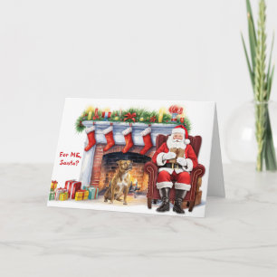 Santa's Gift Staffordshire Terrier Dog Christmas Holiday Card