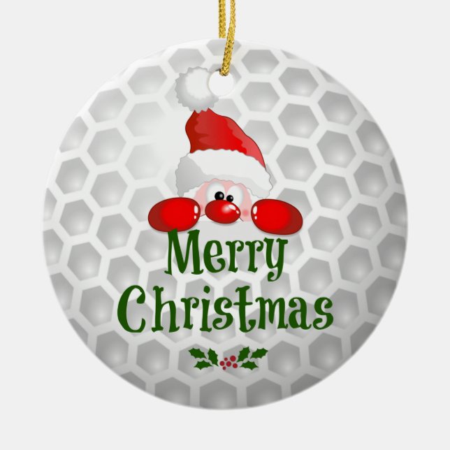 Santa's golf ball design ceramic tree decoration (Front)