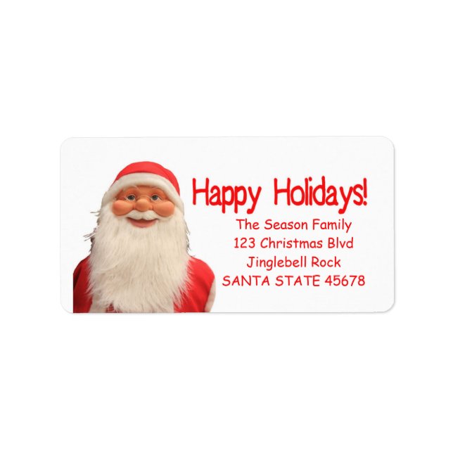Santa's Happy Holidays Christmas label (Front)