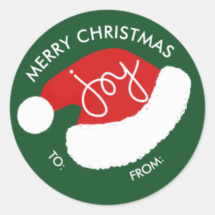 Santa's Hat Christmas Holiday Stickers - Green