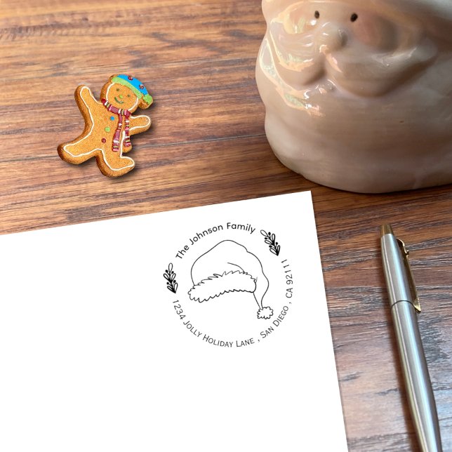 Santa's Hat Doodle Christmas Self-Inking Stamp (Fun family Christmas self-inking stamp .)