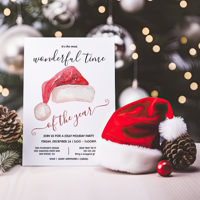Santa's Hat Holiday Christmas Party Invitation (Creator Uploaded)
