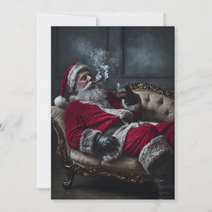 Santa's Having a Smoke and a Drink - Unique Card 
