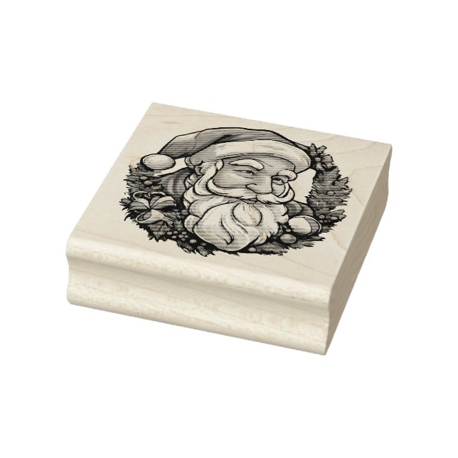 Santa's head with wreath rubber stamp (Stamp)