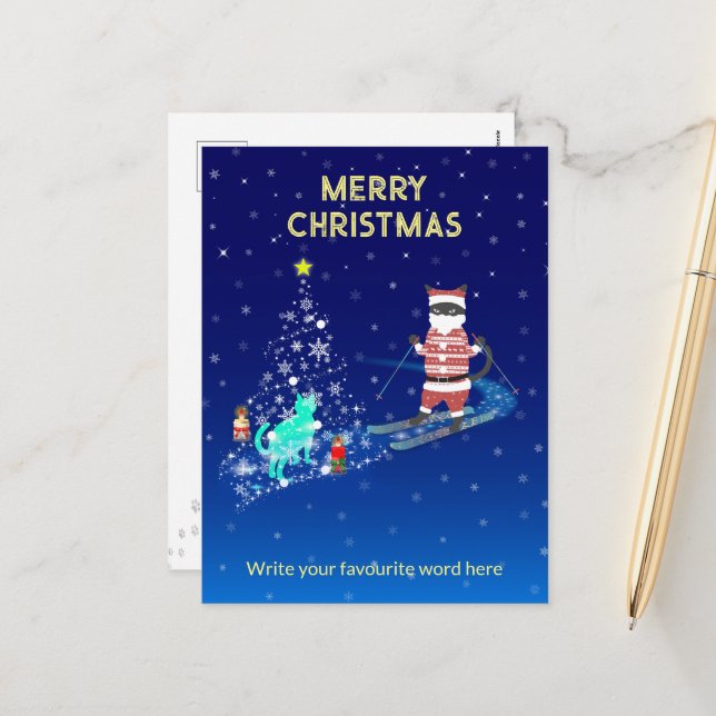 Santa's Heart-Warming Night Holiday Postcard (Front/Back In Situ)
