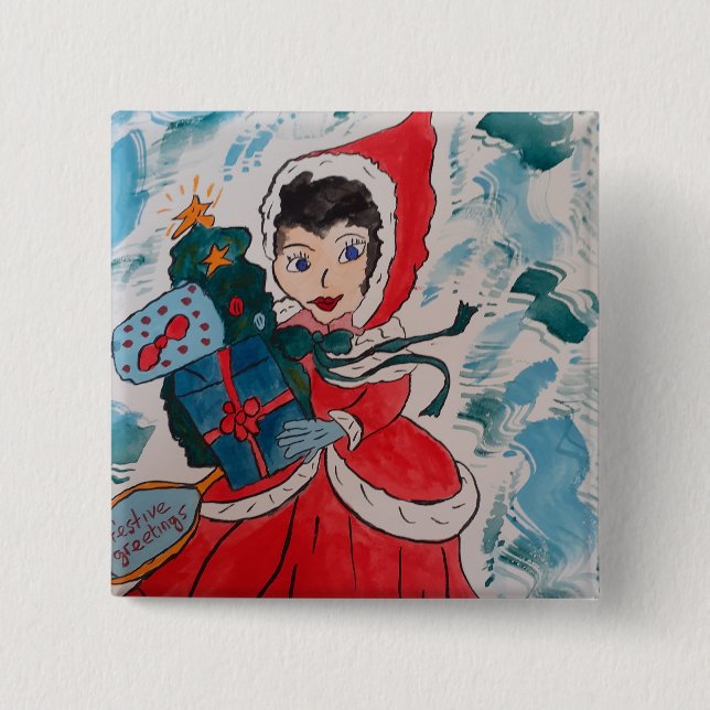 Santa's Helper Christmas 15 Cm Square Badge (Front)