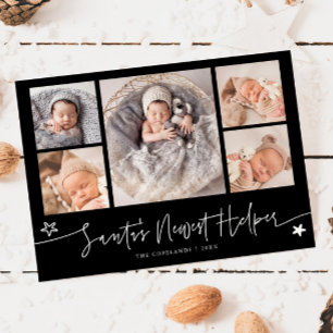 Santa's Helper Christmas Black Birth Announcement