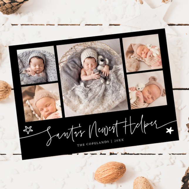 Santa's Helper Christmas Black Birth Announcement (Creator Uploaded)