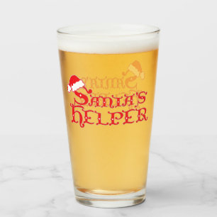 Santa's helper Christmas decorative text glass