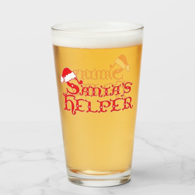 Santa's helper Christmas decorative text glass (Front Filled)