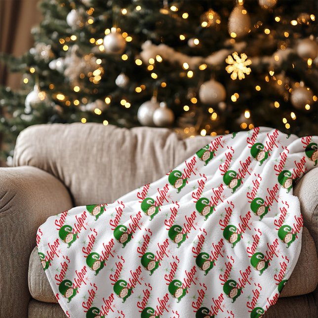 Santa's Helper Christmas Elf Red Green Fleece Blanket (Santa's Helper Christmas Elf Red Green Fleece Blanket)