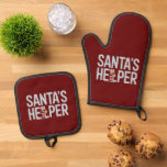 Santa's Helper Christmas Oven Mitt & Pot Holder Set<br><div class="desc">Santa's Helper Christmas</div>