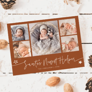 Santa's Helper Christmas Terracotta Birth  Holiday Card