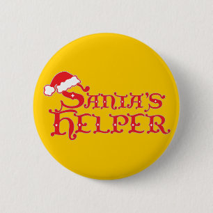 Santa's helper colourful christmas button/badge 6 cm round badge